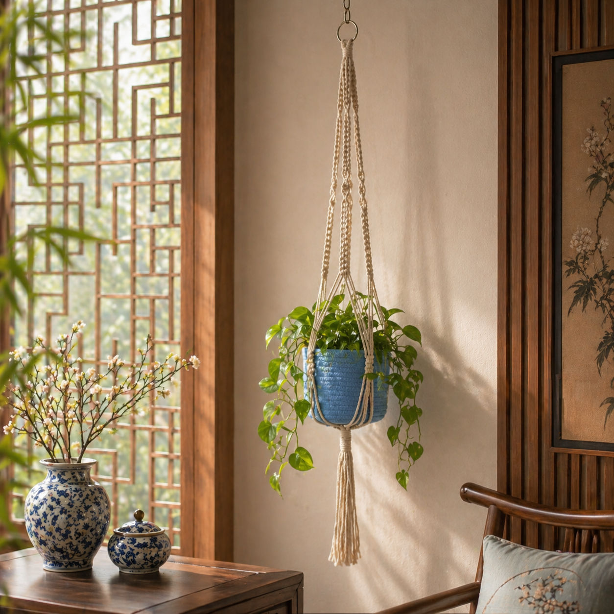 Sustainable Macrame Plant Hanger Environmentally Friendly Hanging Planter Option